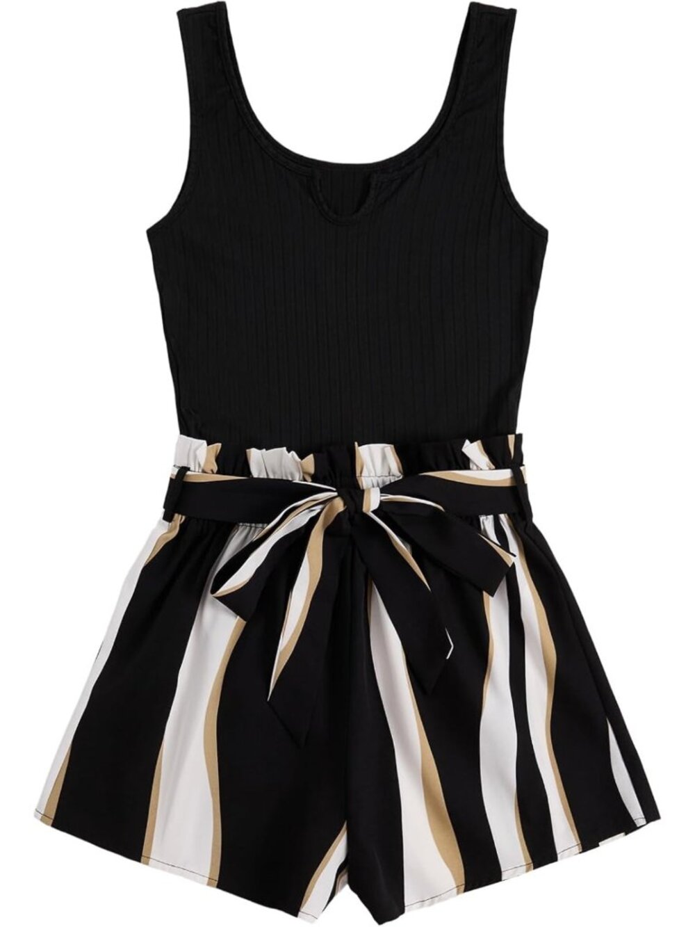 Summer Sleeveless Belted Tank Romper | Cute Short Jumpsuit for Women